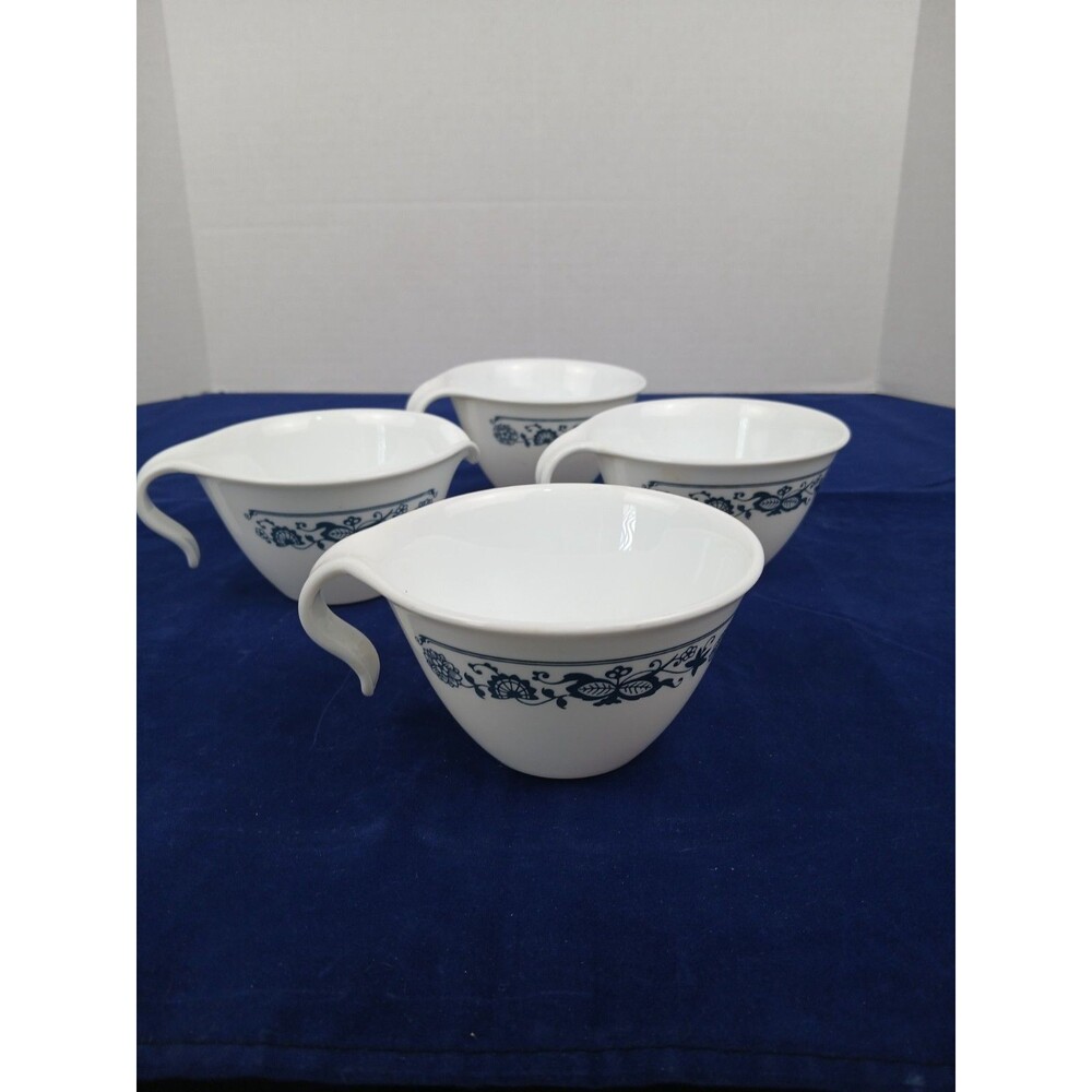 Corelle Blue Onion Cups and Creamer Old Town Corning 4-Piece Set